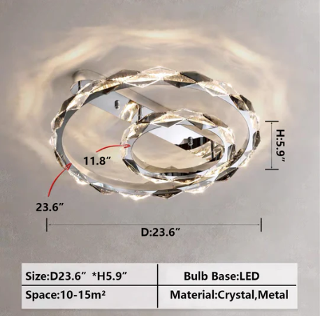 D23.6"*H5.9" chandelier,chandeliers,crystal,metal,rings,circle,round,ceiling,flush mount,multi-rings,living room,dining room,home office,bedroom,bar