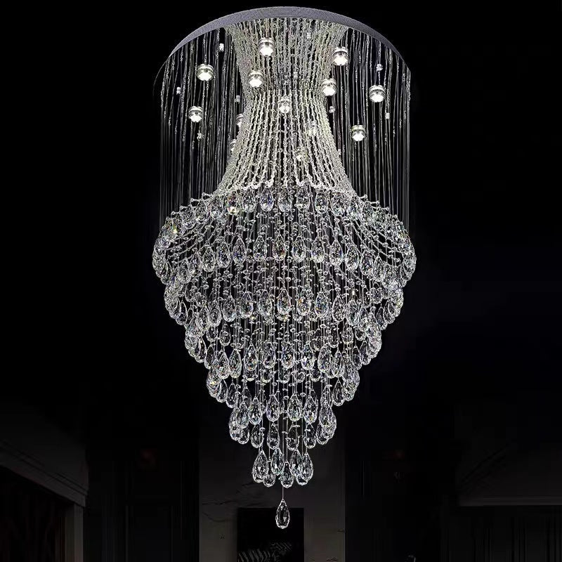 Modern Ceiling Fixture Light Raindrop Crystal Chandelier for Foyer/Entryway/Staircase