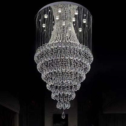 Modern Ceiling Fixture Light Raindrop Crystal Chandelier for Foyer/Entryway/Staircase