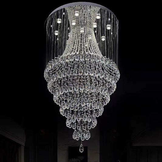 Modern Ceiling Fixture Light Raindrop Crystal Chandelier for Foyer/Entryway/Staircase