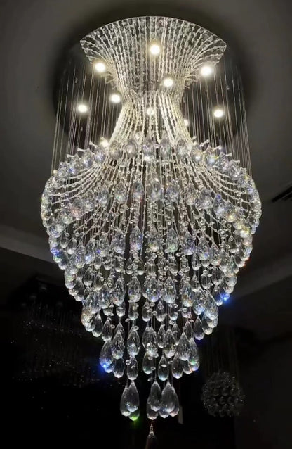 Modern Ceiling Fixture Light Raindrop Crystal Chandelier for Foyer/Entryway/Staircase