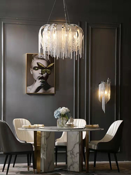 Luxury Chain Tassel Chandelier Elegant Living /Dining Ceiling Light Fixture