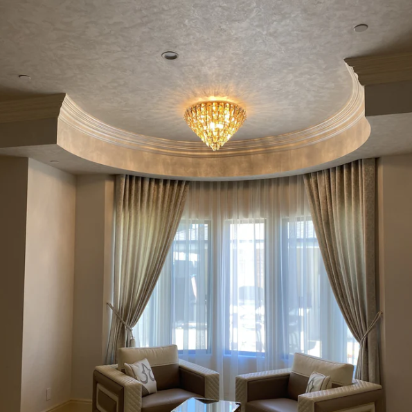 Modern Light Luxury Round Multi-tier Crystal Pendant Chandelier for Living/Dining Room