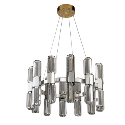Lampadario moderno di lusso con pendenti in cristallo a strati rotondi per soggiorno/ingresso/ingresso