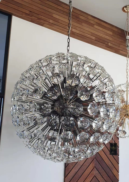 Round Crystal Chandelier Ball Ceiling Lighting For Staircase Or Dining Room