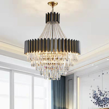 Lampadario di cristallo nero alla moda per l'illuminazione del soffitto del corridoio dell'atrio