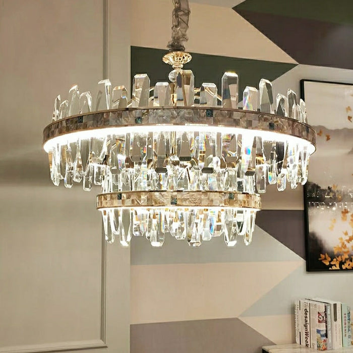 Affordable Round K9 Crystal Chandelier Lighting For Living Room Moden Rectangle Pendant Lamp For Dining Table