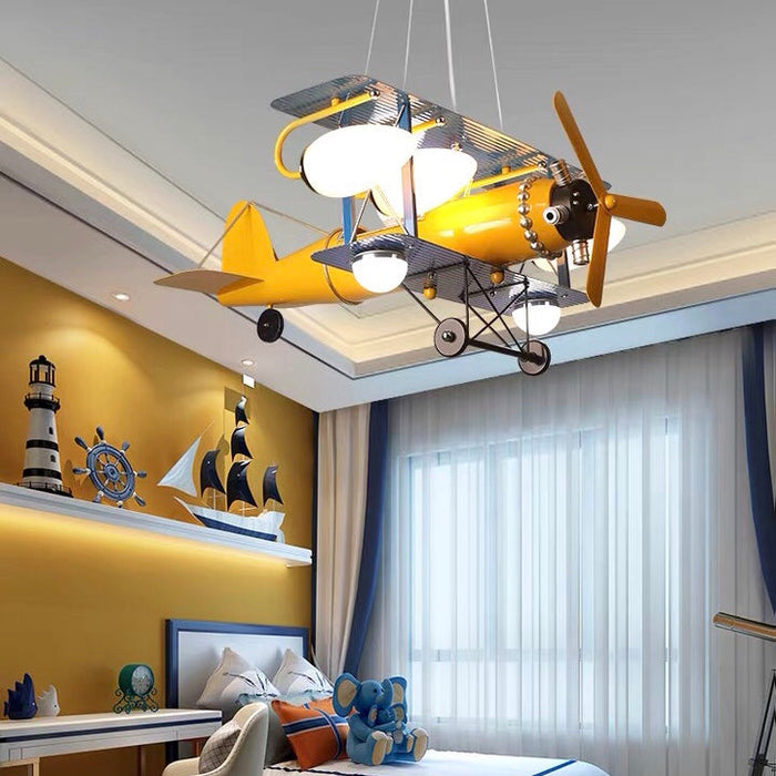 Airplane Ceiling Lamp Kids’ Bedroom Chandelier Creative Baby Boy’s Modeling Light