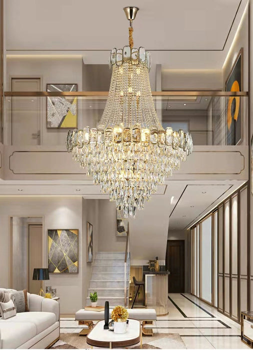 Customiaztion Huge D47.2"*H66.1" Modern Elegant Luxurious Foyer Staircase Chandelier Luxury K9 Crystal Ceiling Light For Living Room Hallway Enterway 2 story house