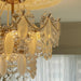 popular girls room ceiling light fixture pearl chain creamy white chandelier 