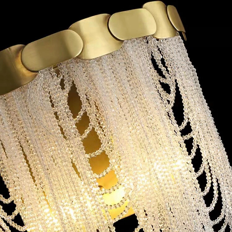 Luxury Pure Copper Chandelier Elegant K9 Crystal Living Room Light Modern Brass Dining Hall Ceiling Lamp