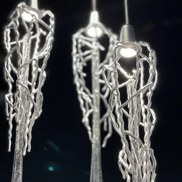 Extra Long Spiral Branch Shade Raindrop Crystal Pendant Chandelier for Staircase/Foyer/Living Room