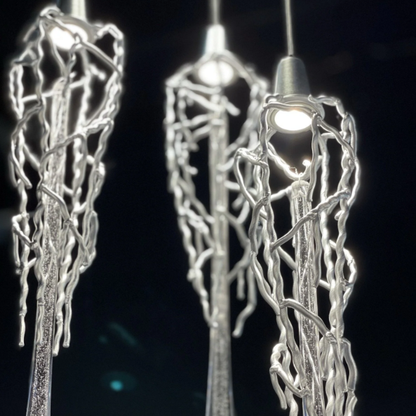 Extra Long Spiral Branch Shade Raindrop Crystal Pendant Chandelier for Staircase/Foyer/Living Room