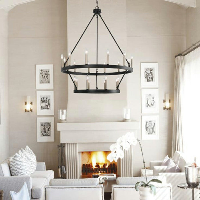 Black_Brass Dust Wagon Wheel Chandelier 20 Lights