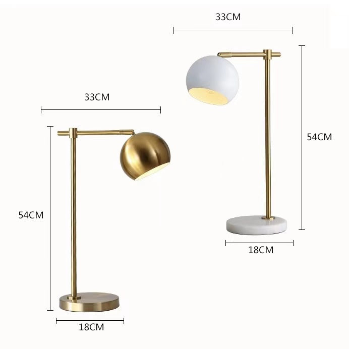 Brass Table Lamps With Round Metal Base Night Light For Bedroom