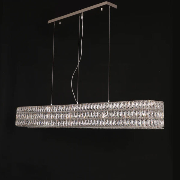 Modern Light Luxury Rectangle Crystal Dining Table Scandinavian Chandelier for Dining Room