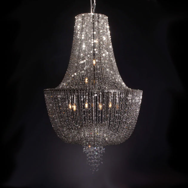 Oversized Luxury Metal Tassel Empire Crystal Chandelier For Foyer/Staircase/Hallway/High-ceiling Living Room