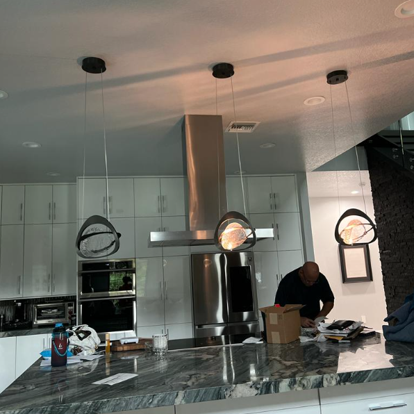 Nordic Brass Rings Natural Stone Crystal Pendant Chandelier for Dining Room/Bedroom/Kitchen Island