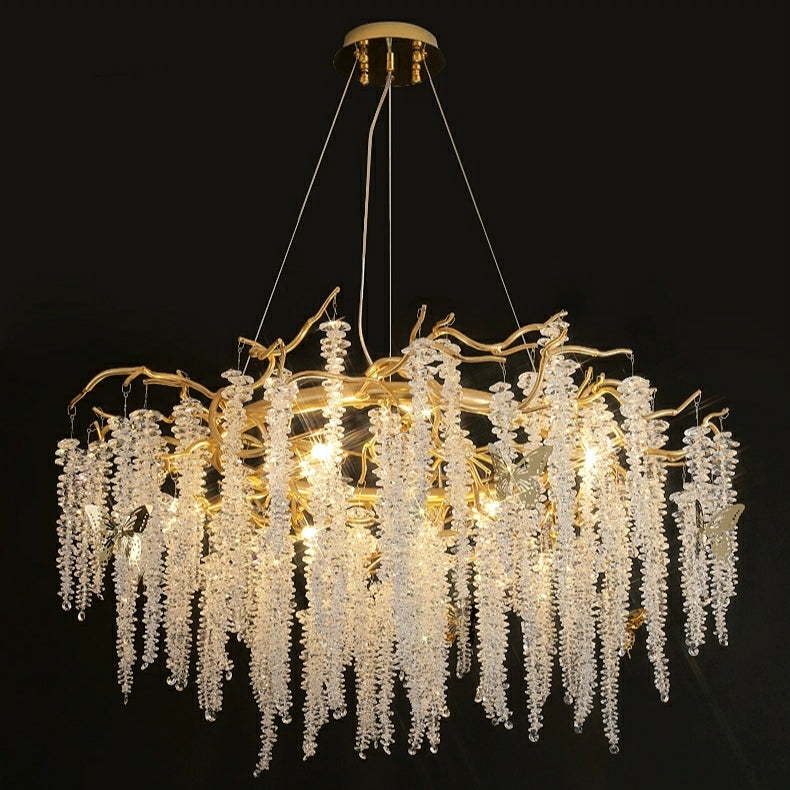 Branch Style Ceiling Light Crystal Icicle Chandelier for Dining Room