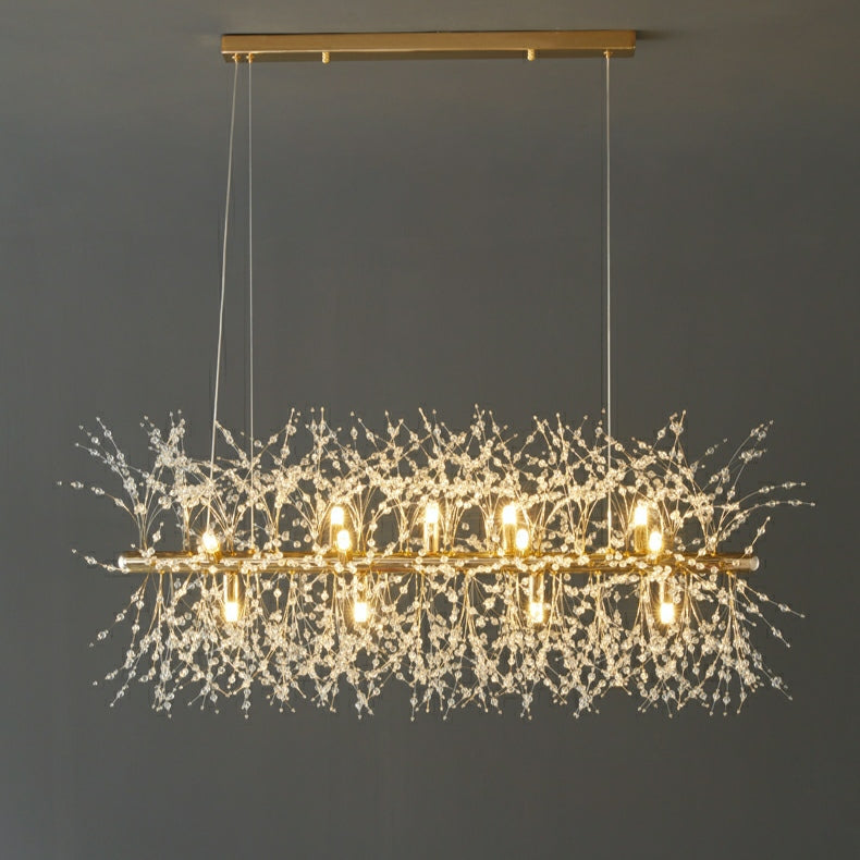 Cheap Dandelion Crystal Chandelier Light Firefly/ Glowworm Hanging Lamp Pendant For Rectangle Dining Room Table