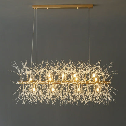 Cheap Dandelion Crystal Chandelier Light Firefly/ Glowworm Hanging Lamp Pendant For Rectangle Dining Room Table