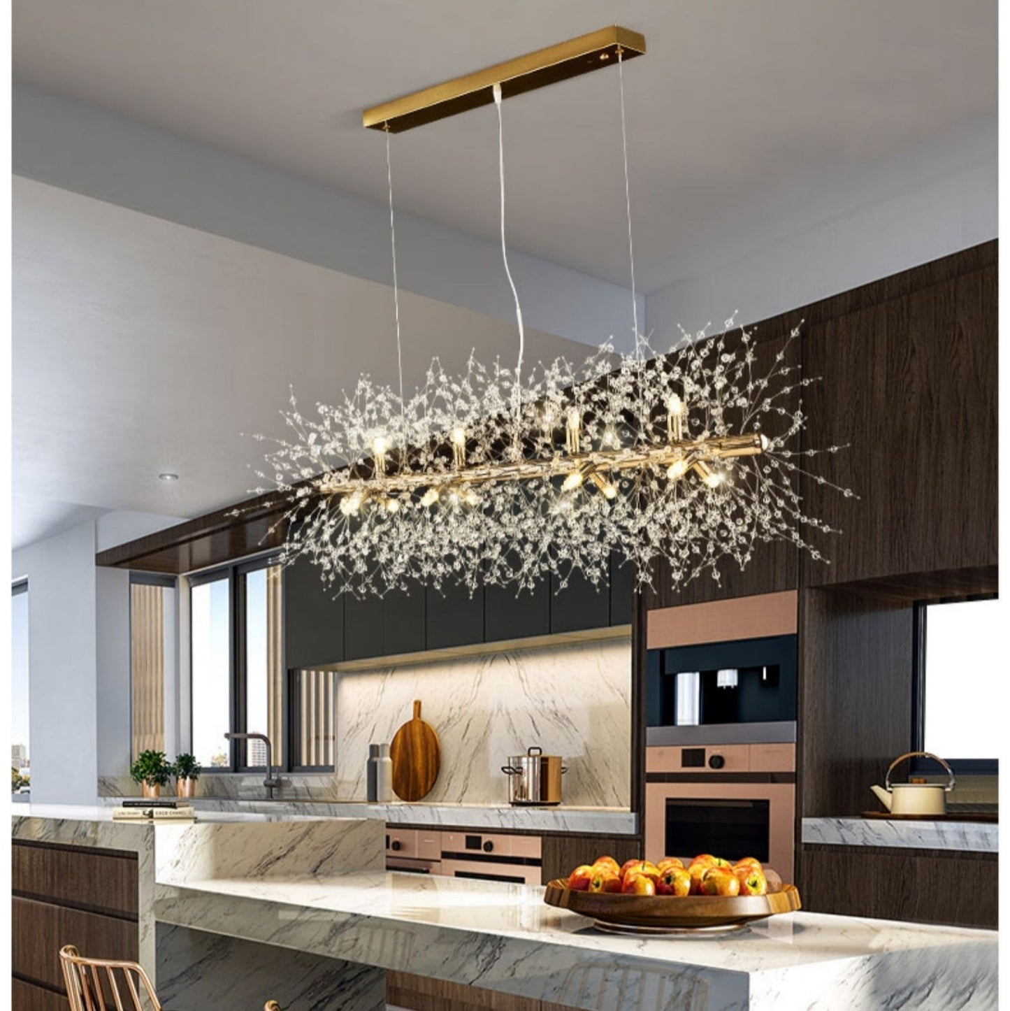 Cheap Dandelion Crystal Chandelier Light Firefly/ Glowworm Hanging Lamp Pendant For Rectangle Dining Room Table