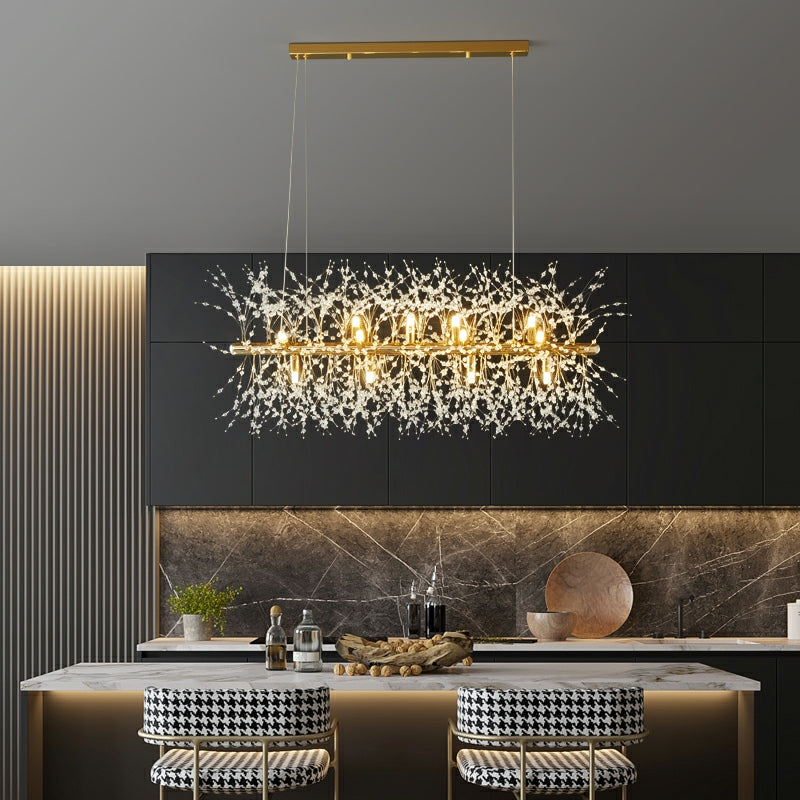Cheap Dandelion Crystal Chandelier Light Firefly/ Glowworm Hanging Lamp Pendant For Rectangle Dining Room Table
