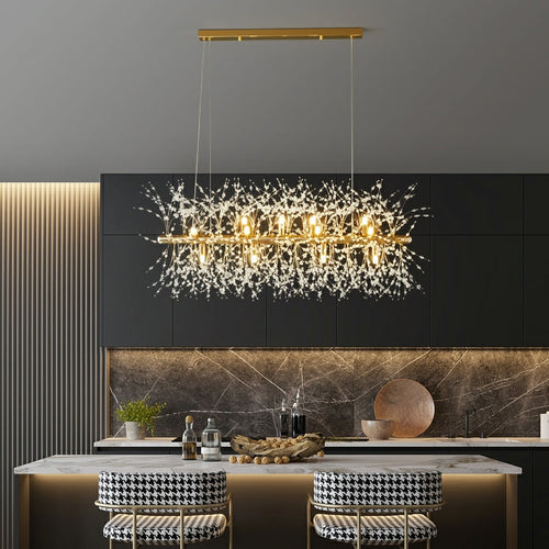 Cheap Dandelion Crystal Chandelier Light Firefly/ Glowworm Hanging Lamp Pendant For Rectangle Dining Room Table