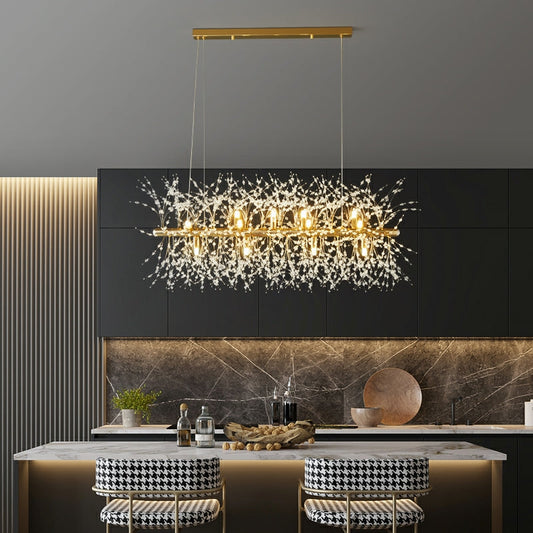 Cheap Dandelion Crystal Chandelier Light Firefly/ Glowworm Hanging Lamp Pendant For Rectangle Dining Room Table