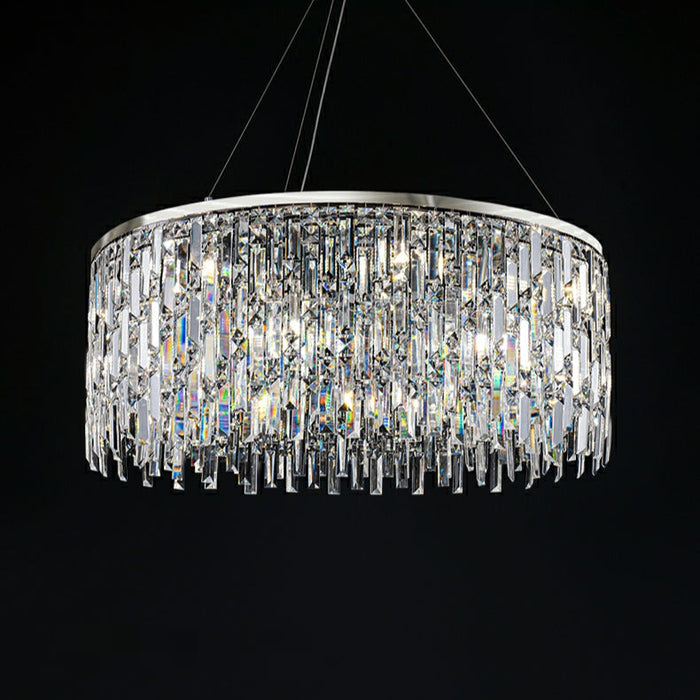 Chrome/ Silver Decorative Kitchen Island Lighting Crystal Rectangle Chandelier For Long Dining Table Round Pendant Light Fixture For Living Room