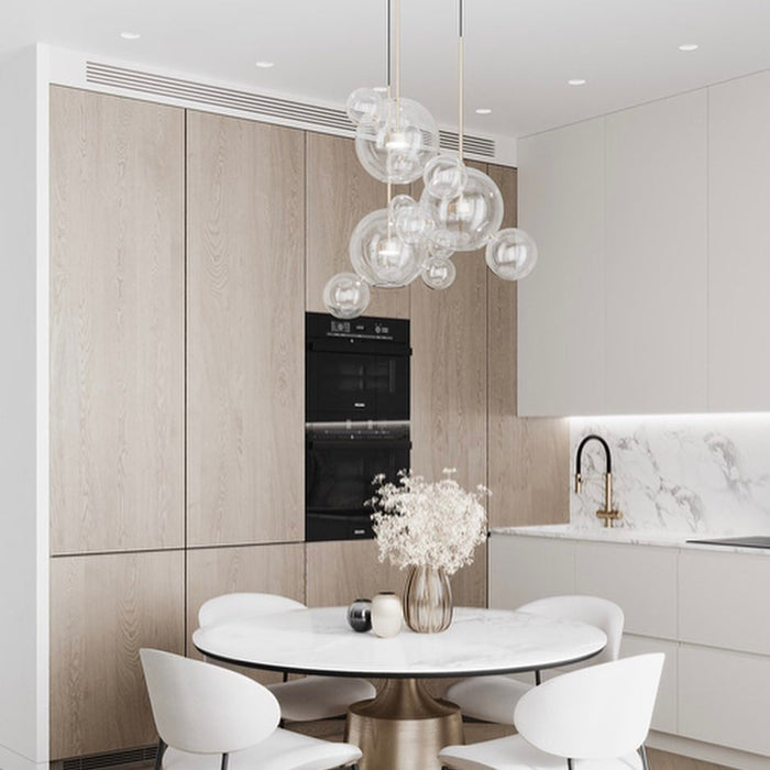 Clear Glass One Light Modern Ball Glass Pendant Bubble lights Fixture For Dining Room