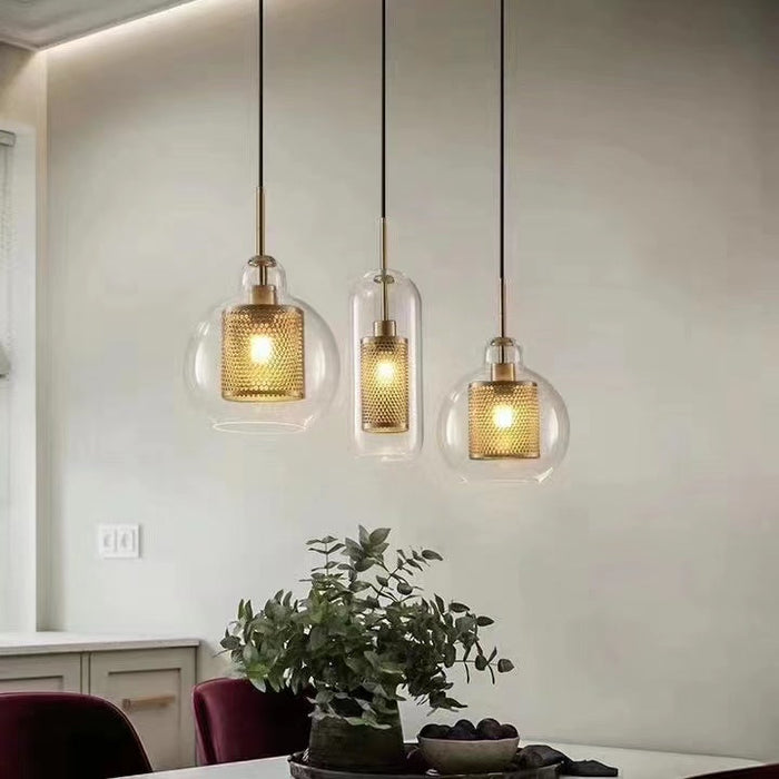 Clear Globes Glass 3 Light Pendant Hanging Ceiling Light for Dining Room