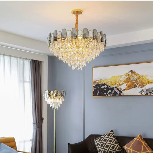Round / Rectangle Crystal Pendant Chandelier Ceiling Fixtures Light For Living Room/Dining Room/Entryway