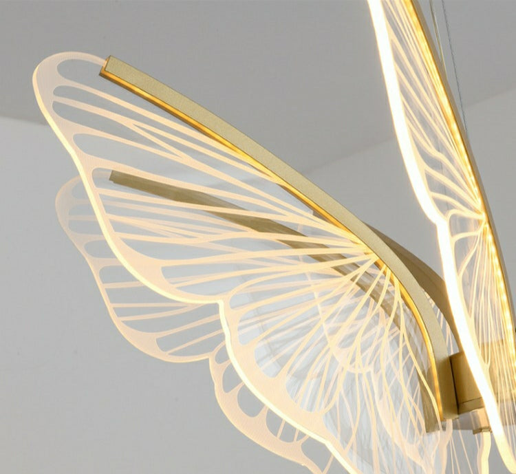 Butterfly Pendants Acrylic Led Light Fixtures For Dining Room