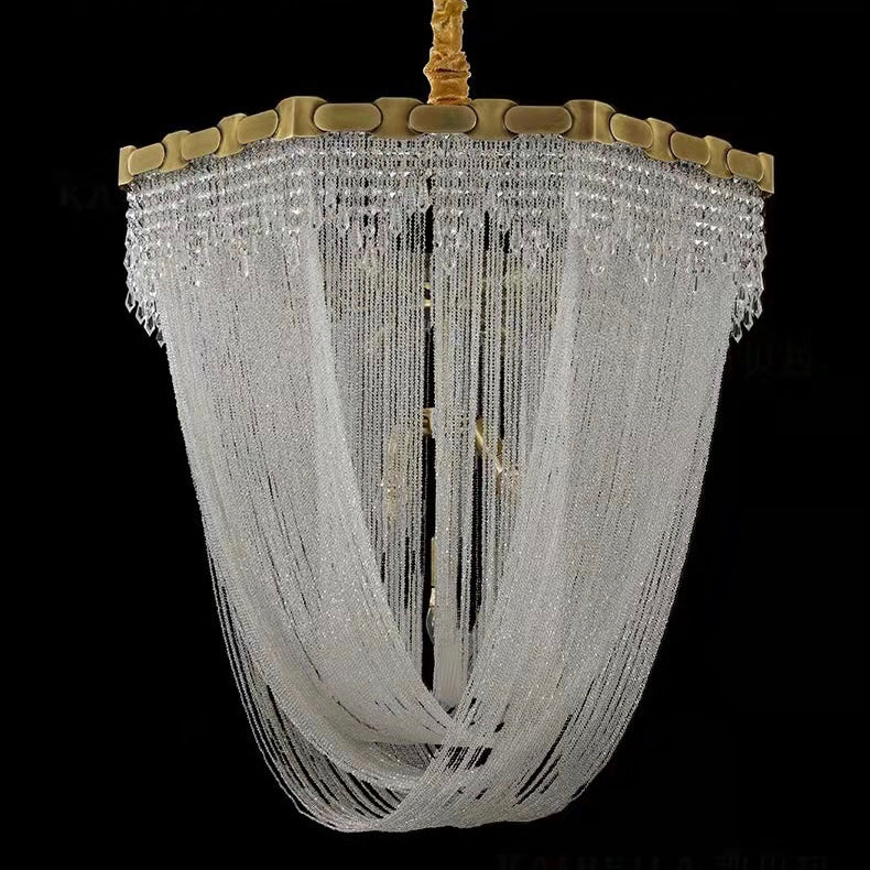 Luxury Pure Copper Chandelier Elegant K9 Crystal Living Room Light Modern Brass Dining Hall Ceiling Lamp