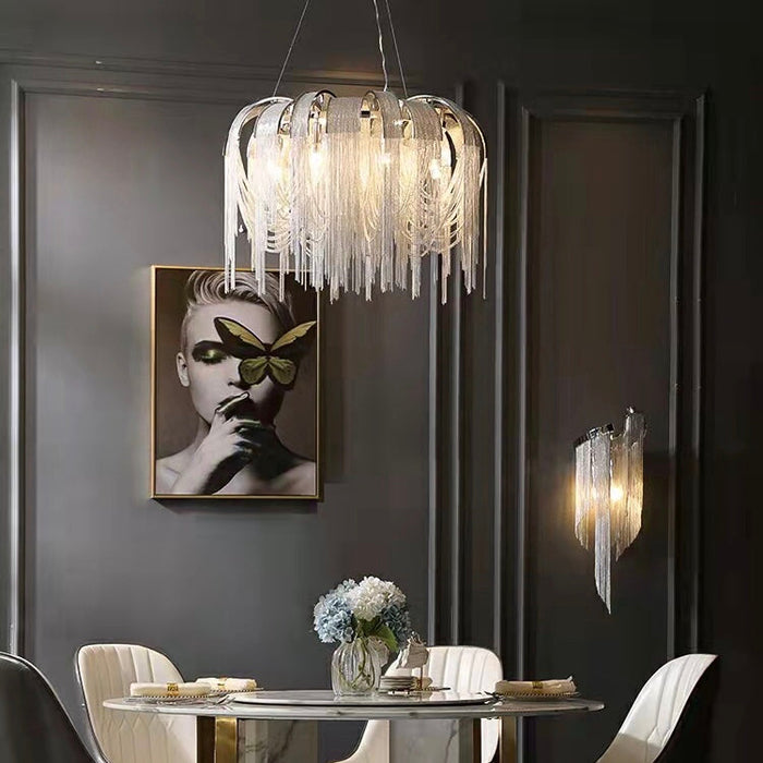 Luxury Chain Tassel Chandelier Elegant Living /Dining Ceiling Light Fixture