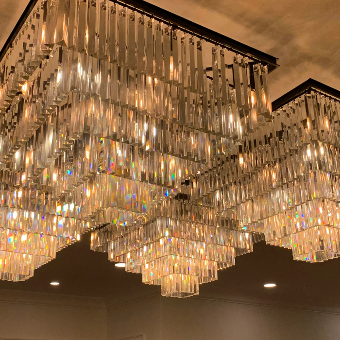 Extra Large 5 Tiers Square Crystal Pendant Chandelier for Living Room/Dining Room/Foyer