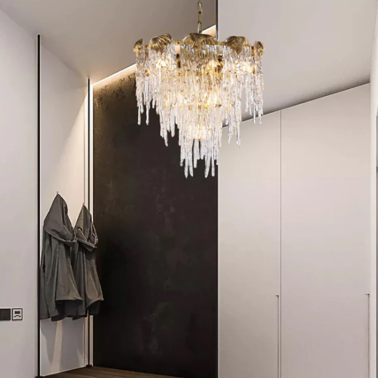 Multi-Tier Modern Oversized Melting Drop Crystal Chandelier for Living Room/Foyer/Entrys