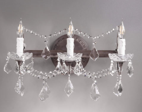 Traditional Rectangle Multiple Lights Classical Candle Raindrop Crystal Pendant Wall Light