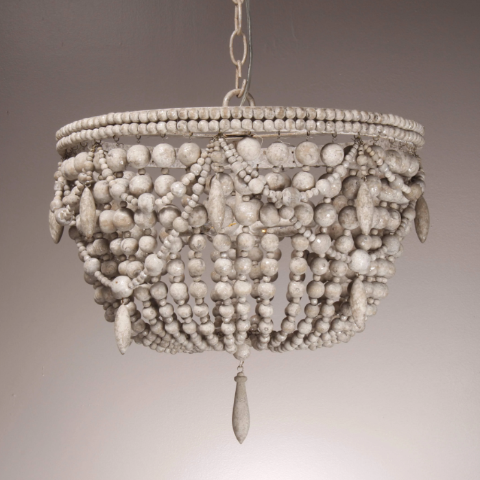 Bohemia Hemisphere Wooden Beads Chain Pendant Chandelier for Living/Dining Room/Foyer