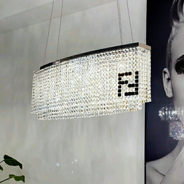 Designer Style Crystal Chandelier Elegant Round Ceiling Lighting Fixture for Living/ Dining Room