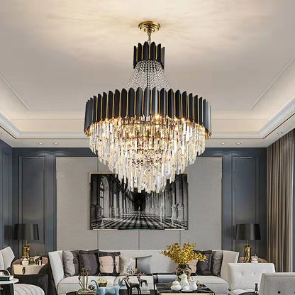 Lampadario di cristallo nero alla moda per l'illuminazione del soffitto del corridoio dell'atrio