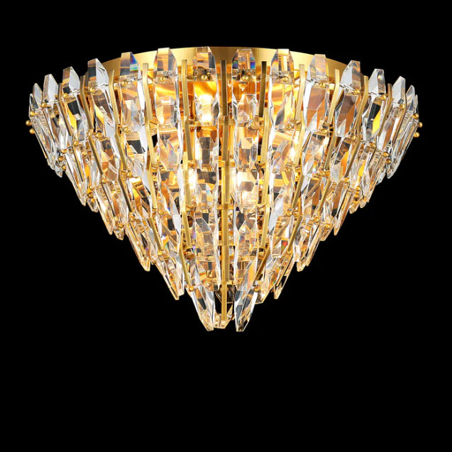 Modern Light Luxury Round Multi-tier Crystal Pendant Chandelier for Living/Dining Room