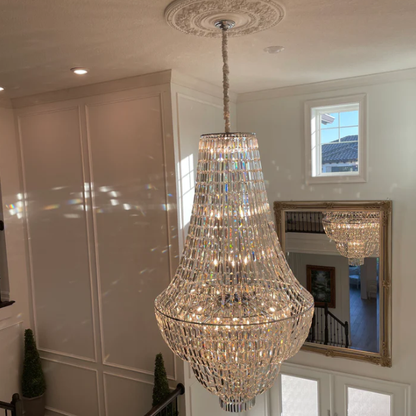 Lustre en cristal Empire de luxe, surdimensionné et moderne, pour salon, hall d'entrée ou escalier