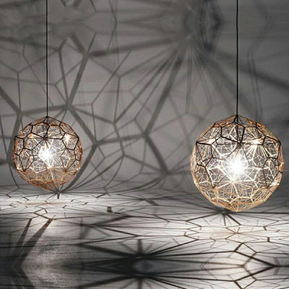 Élégante suspension géométrique texturée à une ampoule de designer italien avec ampoules, luminaire de plafond en forme de boule de diamant, finition dorée