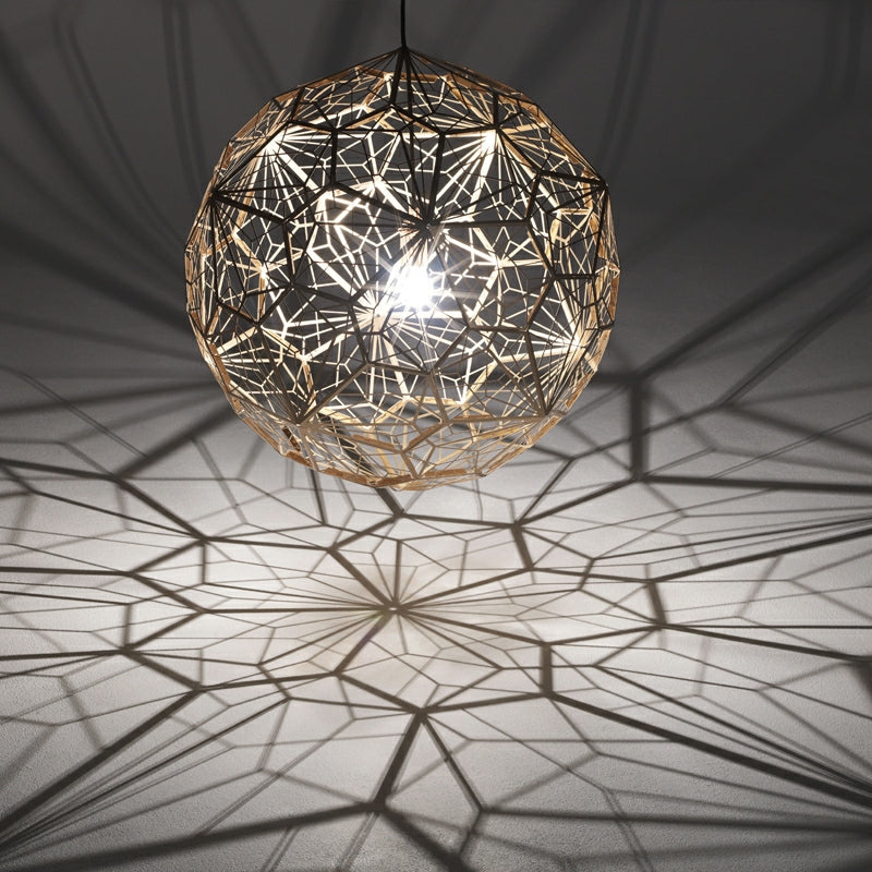 Élégante suspension géométrique texturée à une ampoule de designer italien avec ampoules, luminaire de plafond en forme de boule de diamant, finition dorée