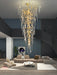 Extra Large Brass Tree Branch LED Chandelier Crystal Bar Drops Ceiling Light Fixture For Foyer Living Room Hall