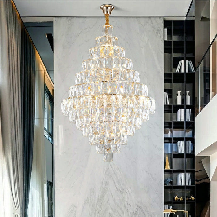  Extra Large D59.1"*H86.6"/ 75 Lights Pure Fabulous Crystal Ceiling Chandelier Light Fixture for Foyer Villa Living Room Entrance Staircase