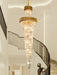 Oversized Customization D39.4"*H157.5" Vertical Long Crystal Shiny Bright Fabulous 2 Story Foyer Hallway Chandelier Spiral Staircase High Ceiling Lighting Fixture In Black/ Gold Finish