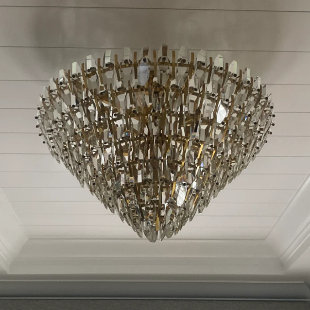Modern Light Luxury Round Multi-tier Crystal Pendant Chandelier for Living/Dining Room